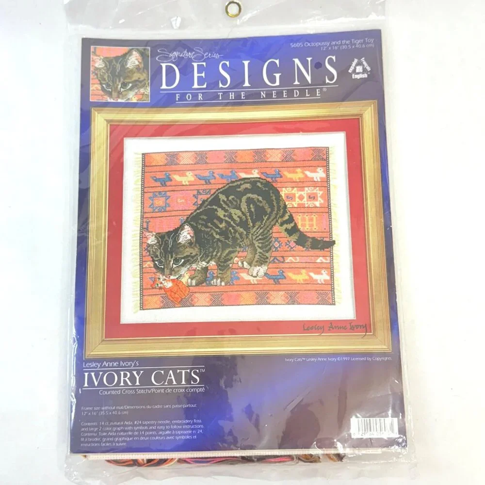 Ivory Cats Counted Cross Stitch Kit -Designs for the Needle - NWT - Picture 1 of 6